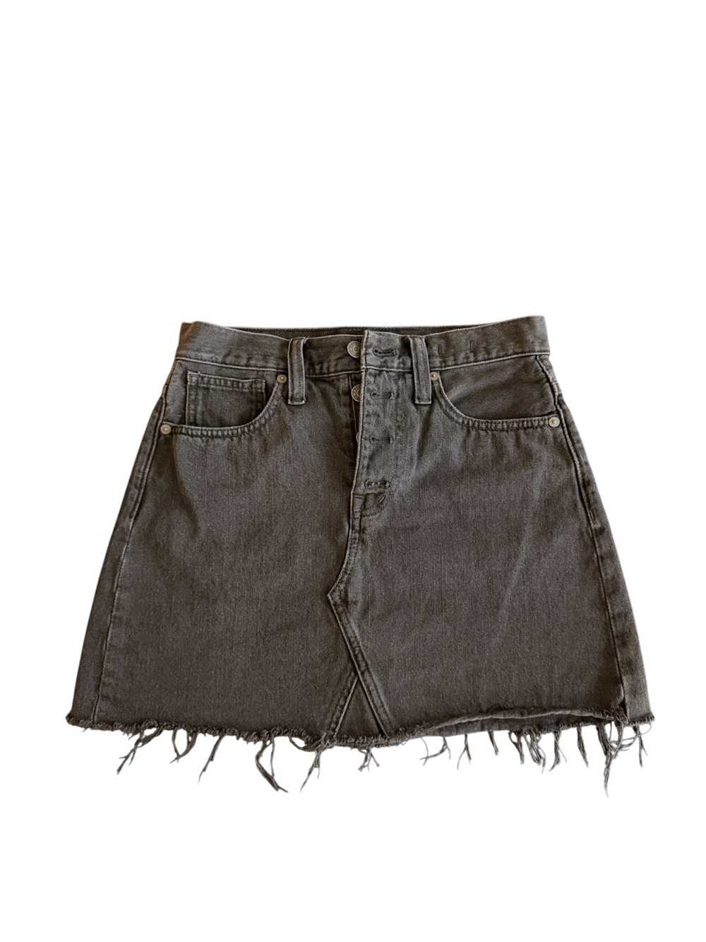 Madewell Women's Black Distressed Denim Mini Skirt